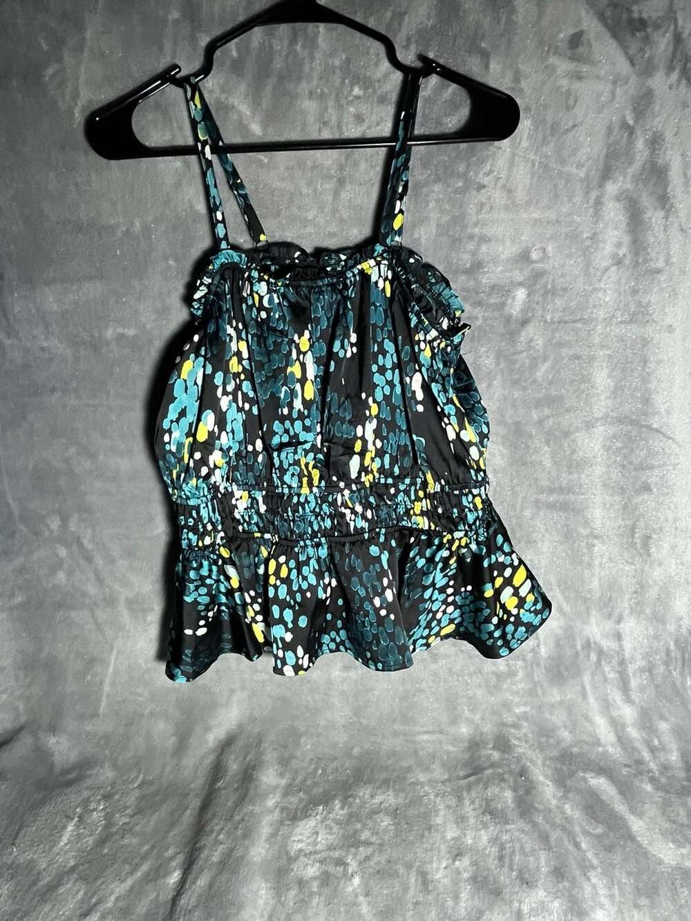 Torrid Peplum Satin Square Neck Cami Rain Dot Pattern